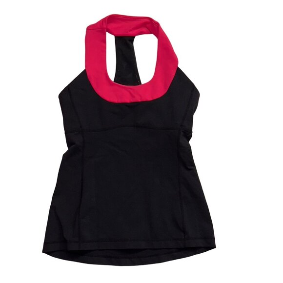Lululemon Athletica Black & Pink Halter Top Sz Small 6 - Picture 1 of 7
